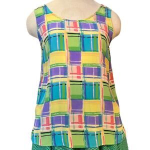 Vintage 90s 00s Robbie Bee Petite 100% Silk Tank Top Blouse Shirt Size S Pastel